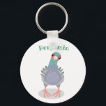 Funny curious pigeon cartoon illustration キーホルダー<br><div class="desc">This cool,  curious pigeon is drawn in fun cartoon style. Lots of bird fun!</div>