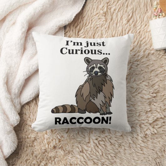 Funny Curious Raccoon クッション (ブランケット)