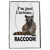 Funny Curious Raccoon ミディアムペーパーバッグ (正面)