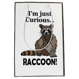 Funny Curious Raccoon ミディアムペーパーバッグ