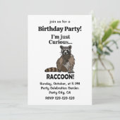 Funny Curious Raccoon Birthday Party 招待状 (スタンド正面)