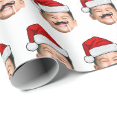 Funny Custom Baby Face Photo Santa Hat Christmas ラッピングペーパー (ロールコーナー)