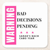 Funny Custom Bride Squad Party Favor Personalized  スクエアペーパーコースター (正面)