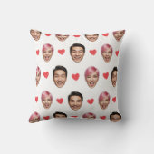 Funny Custom Couple Faces Pattern Red Hearts クッション (裏面)