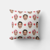 Funny Custom Couple Faces Pattern Red Hearts クッション (正面)