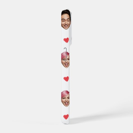 Funny Custom Couple Faces Pattern Red Hearts iPhoneケース (右側面)