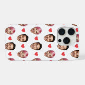 Funny Custom Couple Faces Pattern Red Hearts iPhoneケース (裏面横)