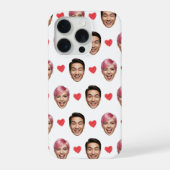 Funny Custom Couple Faces Pattern Red Hearts iPhoneケース (裏面)