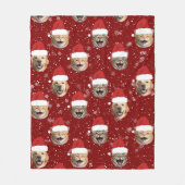Funny Custom Dog Cat 3 Faces Christmas Santa Hats フリースブランケット (正面)