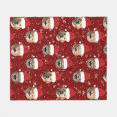 Funny Custom Dog Cat 3 Faces Christmas Santa Hats フリースブランケット (正面(横))