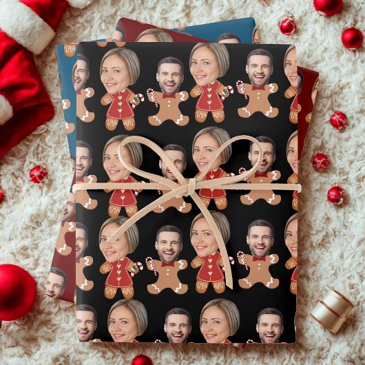 Funny Custom Face Gingerbread Couple ラッピングペーパーシート