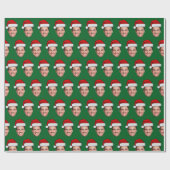 Funny Custom Face Holiday Gift Santa Hat ラッピングペーパー (フラット)