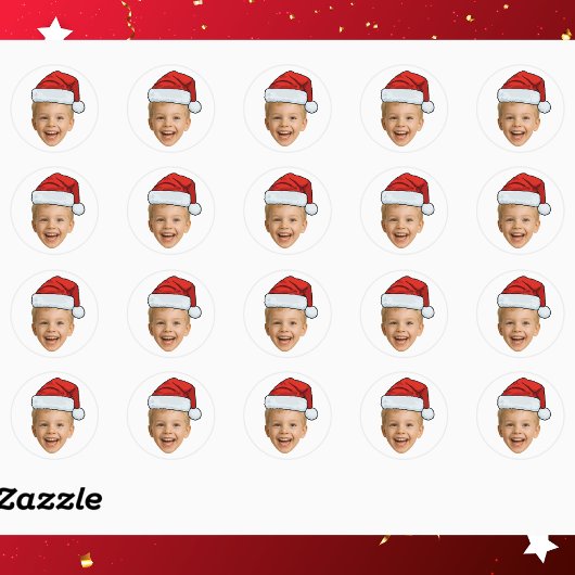 Funny Custom Face Photo Santa Hat Christmas ラウンドシール