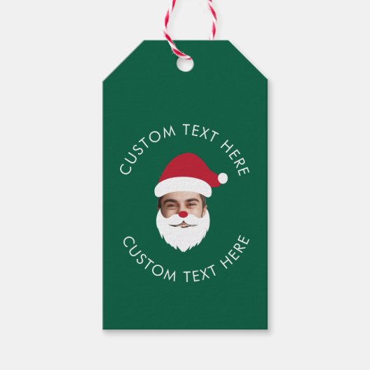 Funny Custom Face Swap Santa Claus Christmas Text ギフトタグ (正面)