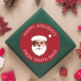 Funny Custom Face Swap Santa Claus Christmas Text ラウンドシール