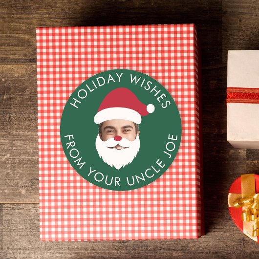 Funny Custom Face Swap Santa Claus Christmas Text ラウンドシール