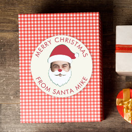 Funny Custom Face Swap Santa Claus Christmas Text ラウンドシール