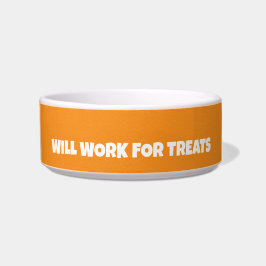 Funny Custom Pet Bowl – “Will Work for Treats” ボウル