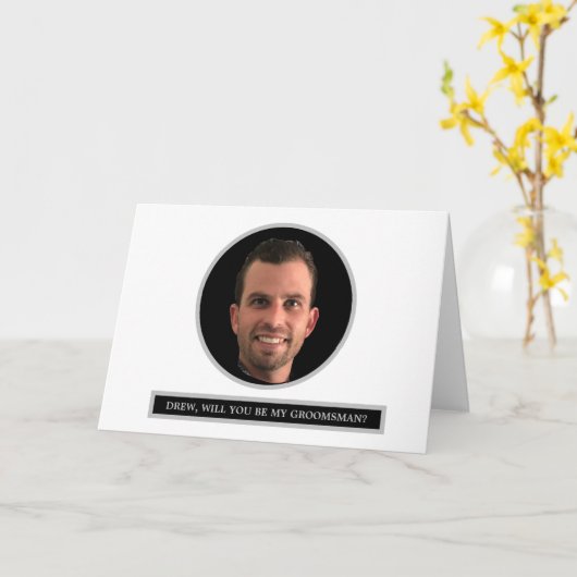 FUNNY Custom Photo Groomsman Proposal Gift カード (黄色い花)