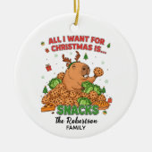 Funny Customizable Capybara Family Holiday Decor セラミックオーナメント (正面)