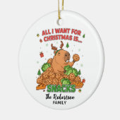 Funny Customizable Capybara Family Holiday Decor セラミックオーナメント (左)