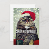 Funny cute angry cat Christmas card サンキューカード (正面/裏面)