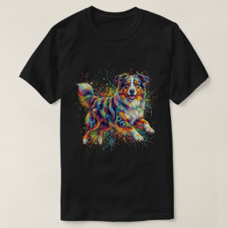 Funny Cute Australian Shepherd Colorful Dog Tシャツ