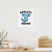 Funny cute Axolotl Squad custom editable blue ポスター (キッチン)