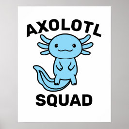 Funny cute Axolotl Squad custom editable blue ポスター