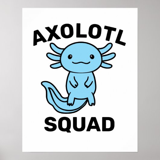 Funny cute Axolotl Squad custom editable blue ポスター (正面)
