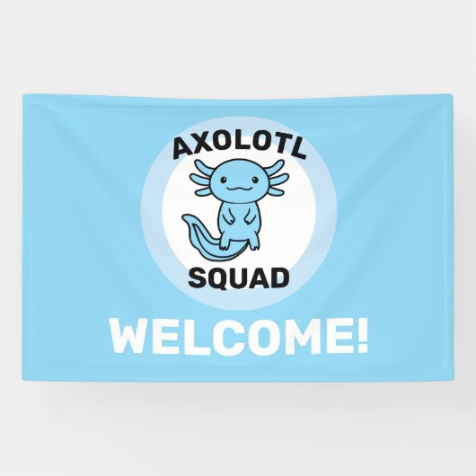Funny cute Axolotl Squad custom editable blue 横断幕 (横)