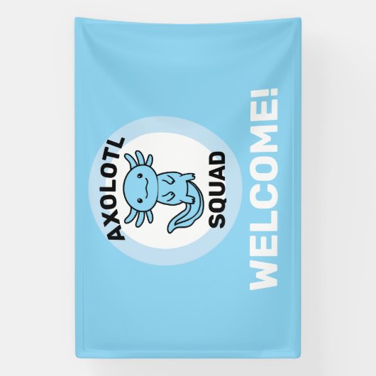 Funny cute Axolotl Squad custom editable blue 横断幕 (縦)