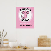 Funny cute Axolotl Squad custom editable pink ポスター (キッチン)