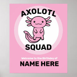 Funny cute Axolotl Squad custom editable pink ポスター