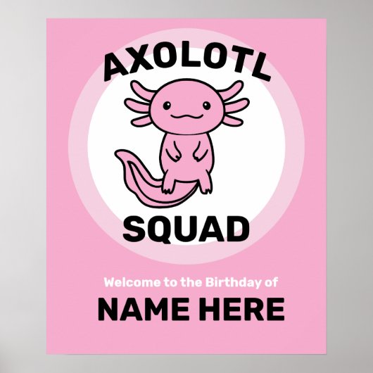 Funny cute Axolotl Squad custom editable pink ポスター (正面)