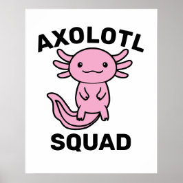 Funny cute Axolotl Squad custom editable pink ポスター