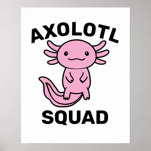 Funny cute Axolotl Squad custom editable pink ポスター (正面)