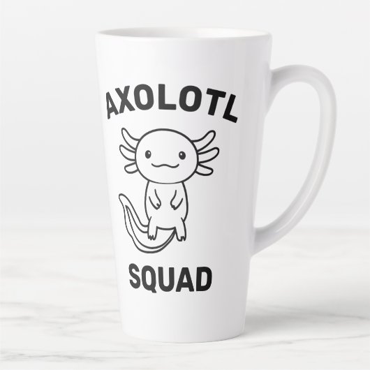 Funny cute Axolotl Squad custom editable text カフェラテマグ (右)