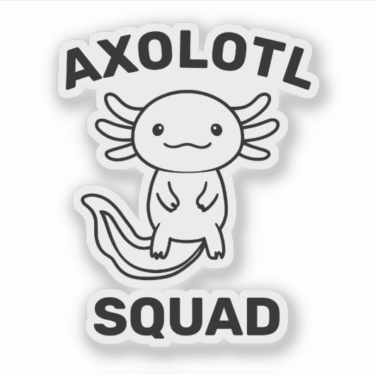 Funny cute Axolotl Squad custom editable text シール (正面)
