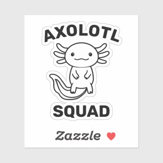 Funny cute Axolotl Squad custom editable text シール (シート)