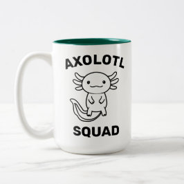 Funny cute Axolotl Squad custom editable text ツートーンマグカップ