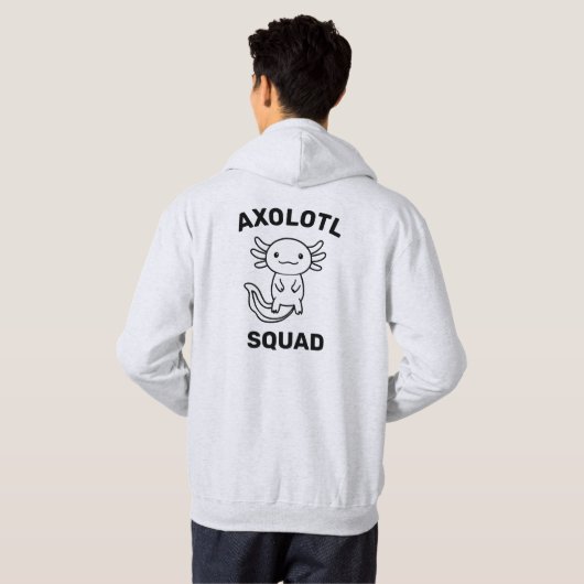 Funny cute Axolotl Squad custom editable text パーカ (裏面フル)