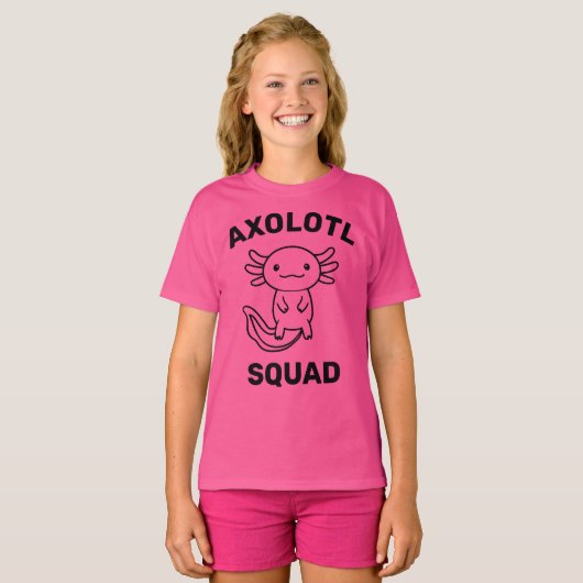 Funny cute Axolotl Squad custom editable text Tシャツ (正面フル)