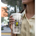 Funny Cute Bee Buzzed Insect Yellow Silver Pretty アクリルタンブラー<br><div class="desc">A cute bee drinking glass that reads "Buzzed!". It's perfect for summer time fun around the pool,  on the beach,  or a Carribean vacation down south.</div>