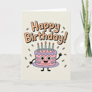 Funny Cute Birthday Cake Card for Kids カード