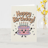 Funny Cute Birthday Cake Card for Kids カード (黄色い花)