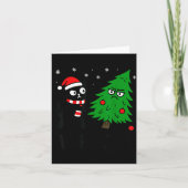 Funny Cute Black Cat What Jamas Christmas Tree Cos カード (正面)