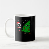 Funny Cute Black Cat What Jamas Christmas Tree Cos コーヒーマグカップ (左)