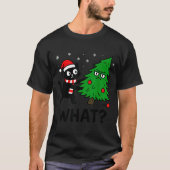 Funny Cute Black Cat What Jamas Christmas Tree Cos Tシャツ (正面)