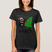Funny Cute Black Cat What Jamas Christmas Tree Cos Tシャツ (正面)